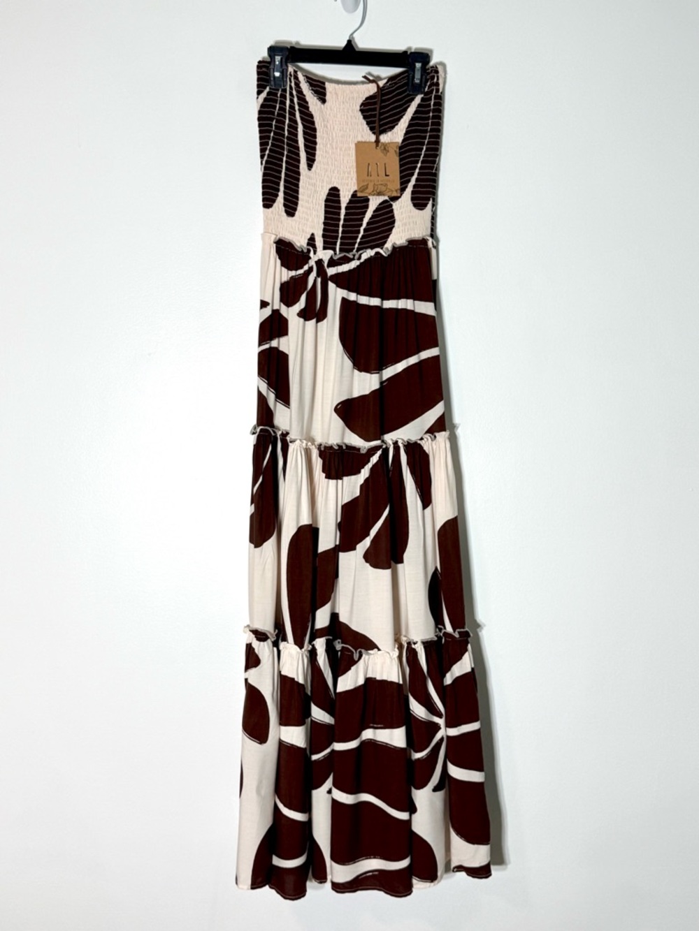 Abel The Label Anthropologie Chocolate/Peachy Cream Floral Maxi Dress - Picture 2 of 3